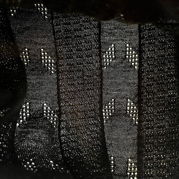 Neiman Marcus Grey Mock Neck Lace Knit Merino Wool Cashmere Silk Sweater Sz Med - Picture 5 of 8